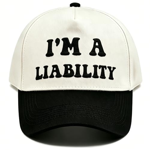 Funny Trucker Hats Embroidered Vintage Snapback Hat for Women Put It On My Husband's Tab Hats Gag Gifts Baseball Cap Red - color: I'm a Liability-black