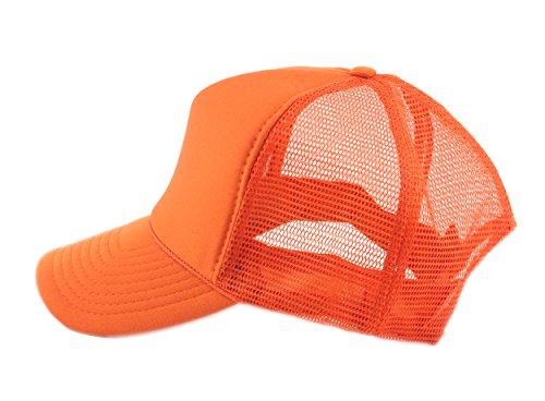 NYFASHION101 Plain Mesh Trucker Hat - Breathable 6-Panel Daily Snapback Cap, Customizable Ideal for DIY Embroidery & Patches - color: Orange