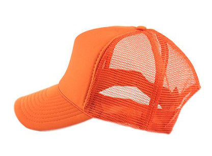 NYFASHION101 Plain Mesh Trucker Hat - Breathable 6-Panel Daily Snapback Cap, Customizable Ideal for DIY Embroidery & Patches - color: Orange