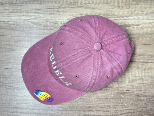 Family Titles Baseball Hat for Grandparents Parents, Relatives Gift - color: Abuela (Washed Pink)