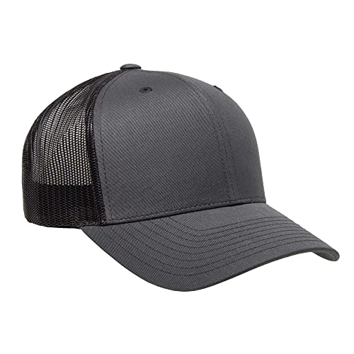 Yupoong Classic Mesh 6 Panel Retro Trucker Cap | Mid Profile Snapback - color: Charcoal