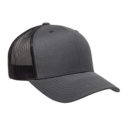 Yupoong Classic Mesh 6 Panel Retro Trucker Cap | Mid Profile Snapback - color: Charcoal