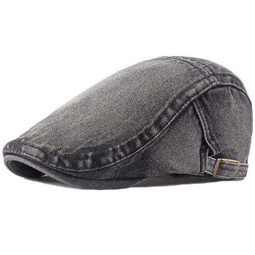 2 Pack Mens Denim Cotton Newsboy Cap Ivy Gatsby Driving Hunting Cabbie Hats - color: 2 Pack-g
