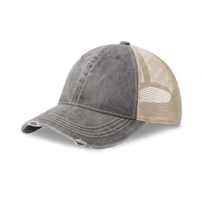 CHOK.LIDS Washed Trucker Hat Unstructured Distressed Pigment Dyed Cap - color: (Light Grey)