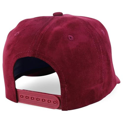 Trendy Apparel Shop 5 Panel Structured Soft Suede Snapback Ball Cap - color: Burgundy