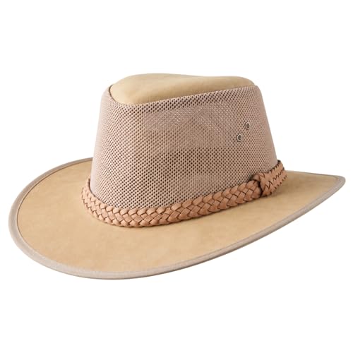 Mesh Safari Hat for Men, Aussie Hats, Outback Soaker Hats - color: Natural, size: Large
