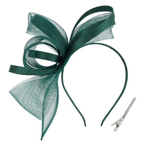 Dark Green Fascinators Hats for Women, Fascinator Headband Women's Tea Party Hat Derby Hats for Cocktail, Wedding, Fancy Dress Party, 1920s Accessories for Women - color: Green