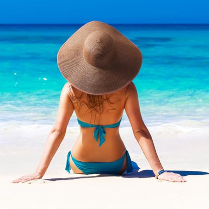 AQOKKA Sun Hats for Women Big Straw Wide Brim Summer Beach Hat Floppy Foldable Roll up Cap for Outdoor UPF 50+ - color: Wide Brim : Coffee