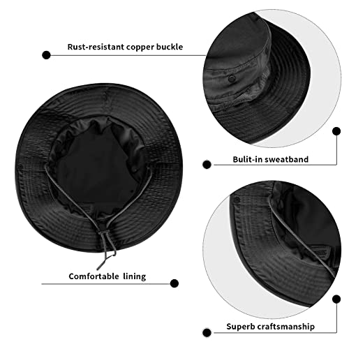 Sun Hats for Men Women Bucket Hat UPF 50+ Boonie Hat Foldable UV Protection Hiking Beach Fishing Summer Safari - color: Upgraded-1pack-black