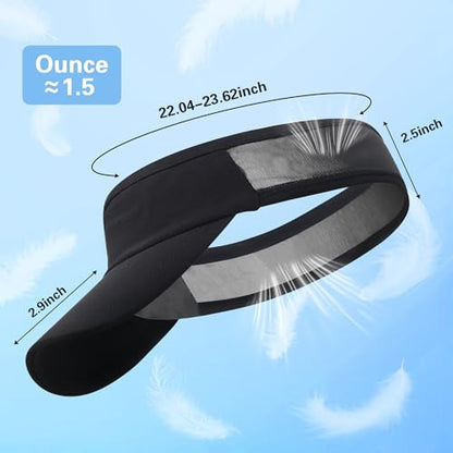HH HOFNEN Sports Sun Visor Unisex Cooling Cap Lightweight Stretchy Packable - color: #2 Black+black