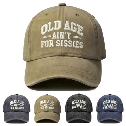 Old & Don't Care Hat, Vintage Distressed Old & Don’t Care Cap, Adjustable Funny Baseball Cap - color: Old Sisses Khaki