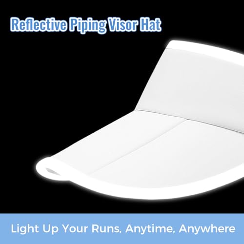 Foldable Sports Sun Visor Hat - Adjustable Running Golf Tennis Cap with Mesh&Reflective Design, Quick Drying for Men & Women - color: White/Reflective