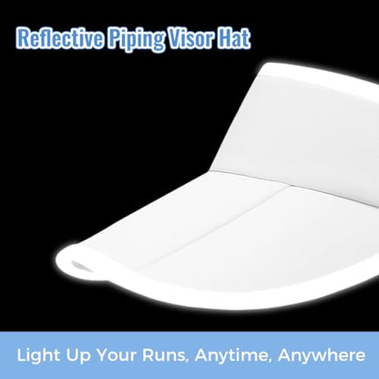 Foldable Sports Sun Visor Hat - Adjustable Running Golf Tennis Cap with Mesh&Reflective Design, Quick Drying for Men & Women - color: White/Reflective