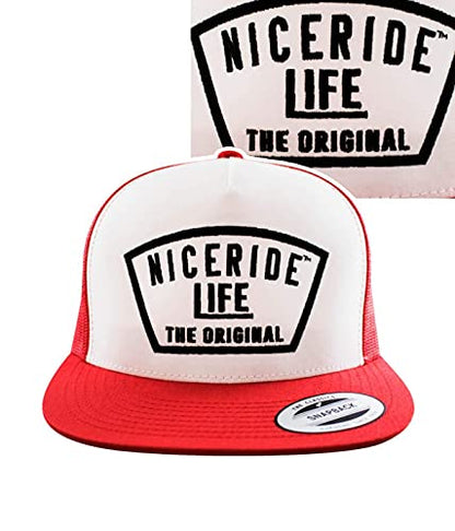 Grinder Embroidered Classic Snapback Trucker Baseball Hat - color: Red