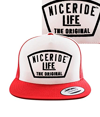 Grinder Embroidered Classic Snapback Trucker Baseball Hat - color: Red
