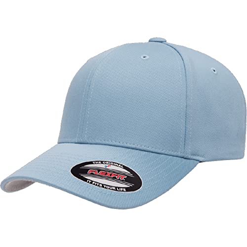 Flexfit Wooly Combed 6-Panel Structured Baseball Cap | Stretch Fitted - color: Carolina Blue, size: Small-Medium