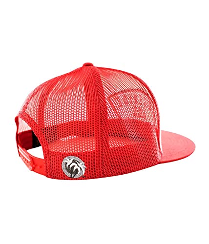 Grinder Embroidered Classic Snapback Trucker Baseball Hat - color: Red
