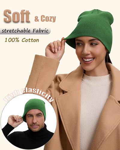 100% Cotton Beanie Hat for Men Women Cuffless Warm Winter Hats - color: 1pcs-turquoise Green