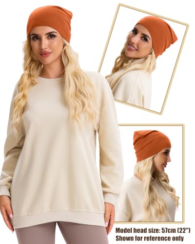 vidsel 100% Cotton Slouchy Beanie for Women Men, Thin Beanies Winter Hat - color: Orange