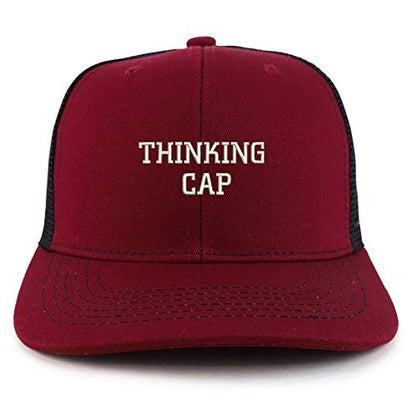 Trendy Apparel Shop Thinking Cap Washed Two Tone Trucker Baseball Cap - color: Burgundy Black