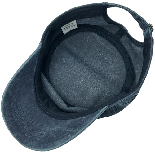 Washed Cotton Military Hat Cadet Cap Army Flat Top Basic Everyday - color: Navy, size: X-Small-Small
