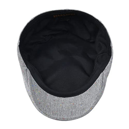STARANCE Men Thin Cotton Gatsby Newsboy Cap - color: Flecked Grey, size: 7 1/2