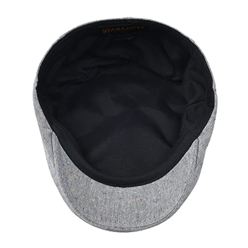 STARANCE Men Thin Cotton Gatsby Newsboy Cap - color: Flecked Grey, size: 7 1/4