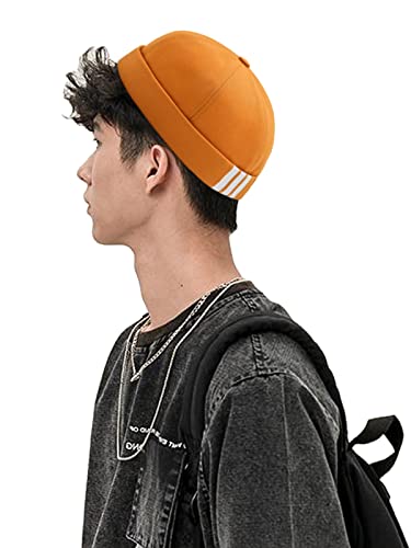 Dome Brimless Docker Cap Sailor Beanie Cap Visorless Hat for Men & Women - color: Yellow