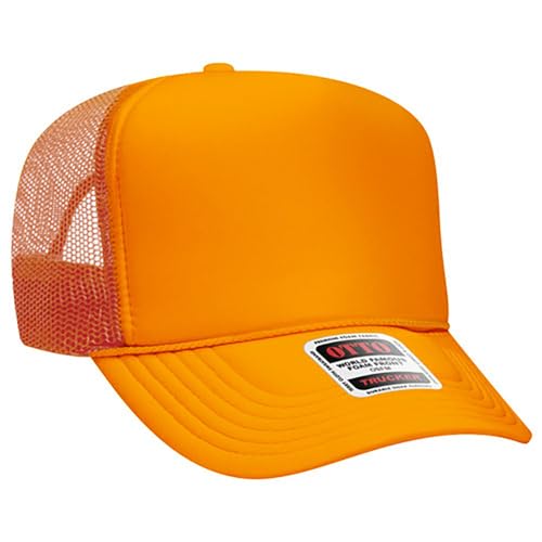 OTTO Polyester Foam Front 5 Panel High Crown Mesh Back Trucker Hat - color: N. Orange