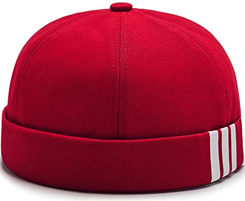 Glamorstar Dome Brimless Hats for Women Men Sailor Docker Beanie Cap Hip Hop Hats - color: Red