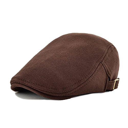 VOBOOM Men Newsboy Cap Cotton Flat Ivy Gatsby Driving Hat - color: Brown