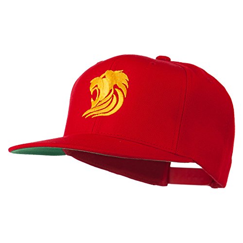 e4Hats.com Gold Lion Embroidered Wool Snapback Cap - color: Red