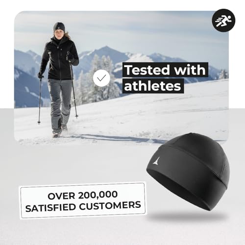 Skull Cap Helmet Liner Running Beanie - Ultimate Thermal Retention and Performance Moisture Wicking. Fits Under Helmets - color: 2pack - Black & Black