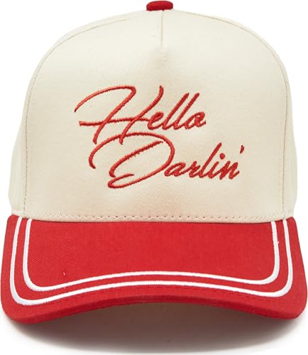 Funky Junque Women's 2 Tone Trucker Hats - color: Hello Darlin' - Red/Beige