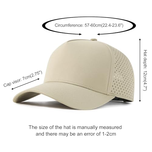 BOTVELA Men Adjustable Snapback Laser Cut Mesh Baseball Cap - color: Khaki