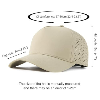 BOTVELA Men Adjustable Snapback Laser Cut Mesh Baseball Cap - color: Khaki