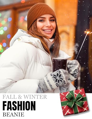 Fleece Lined Wool Short Fisherman Beanie Men Women Cuff Winter Hat - color: 1pc-camel