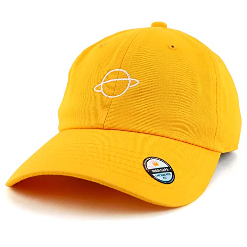 Trendy Apparel Shop Planet Embroidered Low Profile Soft Cotton Dad Hat Cap - color: Gold