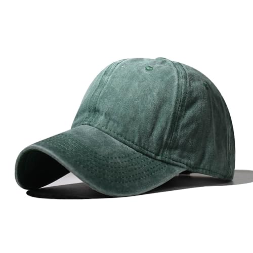 Classic Vintage Distressed Baseball Cap, Washed Cotton, Adjustable Fit - color: B-green