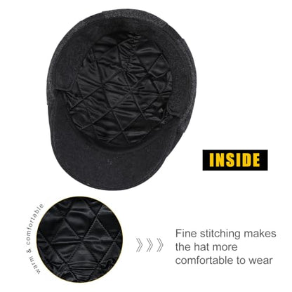 Sumolux Mens Newsboy Cap Winter Beret Hat Cabbie Flat Cap - color: D Grey
