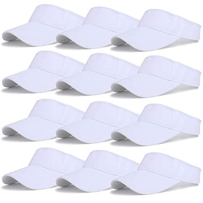 Ultrafun 12 Pack Sun Visor Hats Women Men Outdoor Sports Beach - color: 12pack-white