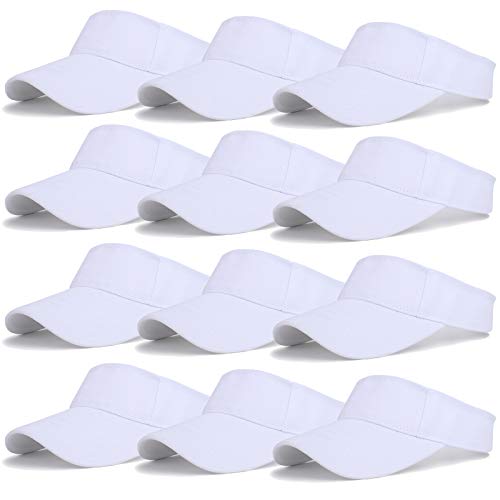 Ultrafun 12 Pack Sun Visor Hats Women Men Outdoor Sports Beach - color: 12pack-white