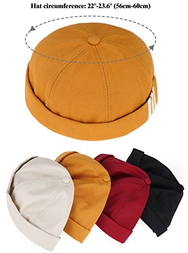 Glamorstar Dome Brimless Hats for Women Men Sailor Docker Beanie Cap Hip Hop Hats - color: Yellow