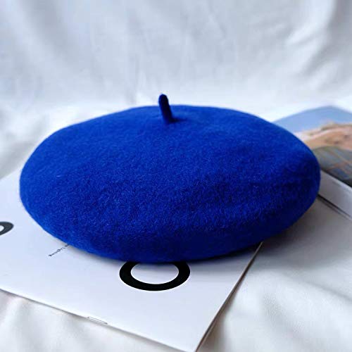 Gllutt Women Wool Beret Hat French Style Solid Color - color: Jewelry Blue