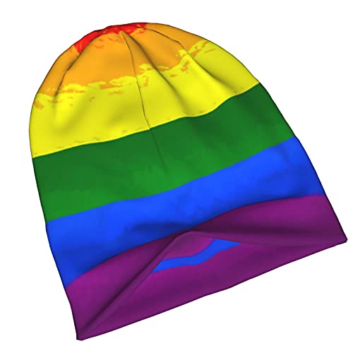 Gamepad Print Slouchy Beanie Skull Caps Chemo Hats Baggy Headwear for Men Women Jogging Cycling - color: Rainbow Stripe
