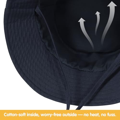 WILLPORT Kids Sun Hat,Adjustable Cotton Toddler Bucket Hat,0-6Y - color: Navy, size: 0-24 Months