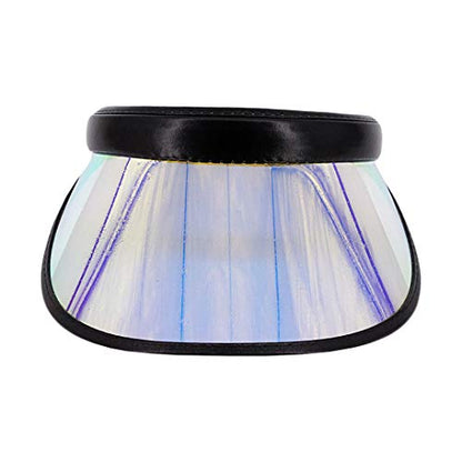 Surkat Women Sun Visors Hologram Wide Brim Thicker Sweatband UV Protective Sportswear Visors Sunhat - color: Black Iridescence