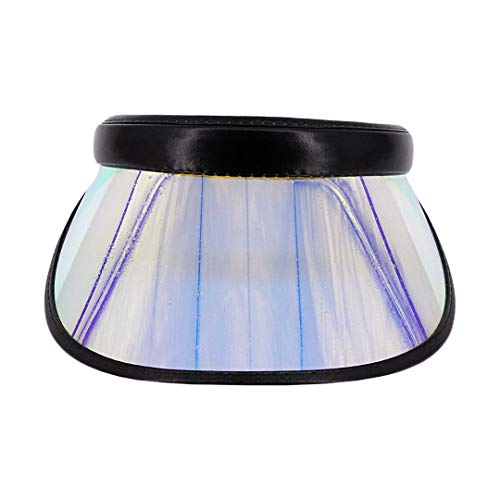 Surkat Women Sun Visors Hologram Wide Brim Thicker Sweatband UV Protective Sportswear Visors Sunhat - color: Black Iridescence