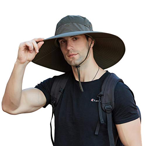Leotruny Super Wide Brim Bucket Hat UPF50+ Waterproof Sun Hat for Fishing - color: Army Green