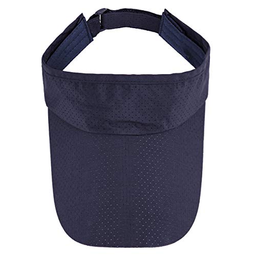 moonsix Sun Visor Cap for man for Woman, Outdoor Sport Cap Wide Brim Adjustable Visor Golf Hat - color: Navy Blue